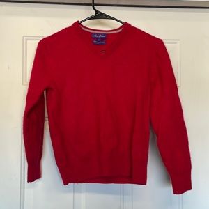 Mens red cashmere sweater by Alan Flusser